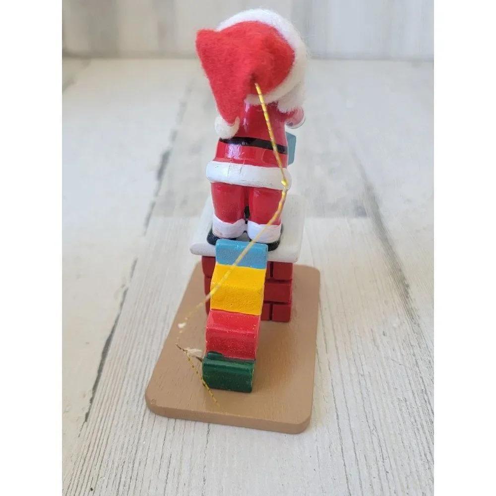 Vintage wooden homemade Noel Santa Claus chimney gift ornament‎ Xmas